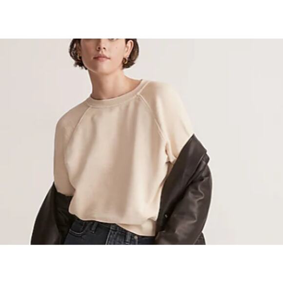 Madewell MWL cream women's Raglan Sweatshirt Size XXS HAS EMBROIDERING "ALI" - Picture 1 of 8